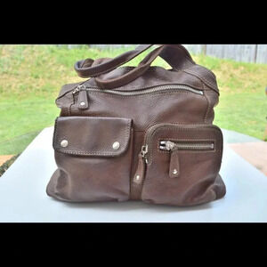Fossil leather tote bag